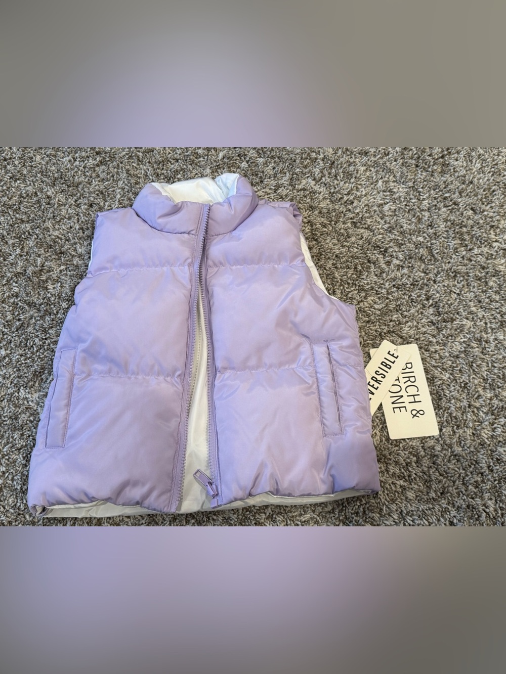 Kids Reversible Puffer Vest - Lilac/White